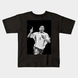 Ronaldo Nazario Legendary Brazil Black And White Art Kids T-Shirt